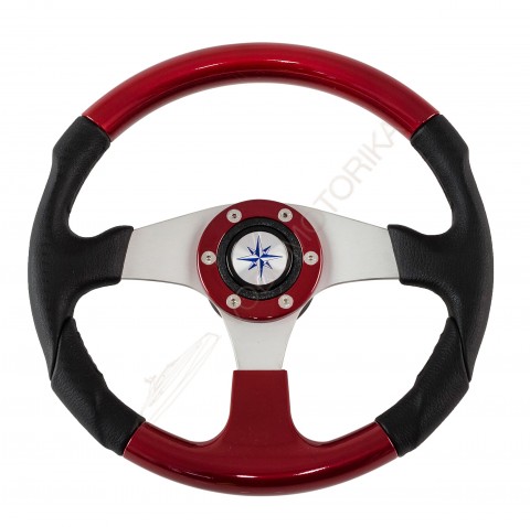 Рулевое колесо EVO MARINE 2 обод черно-красный, спицы серебряные д. 330 мм Volanti Luisi